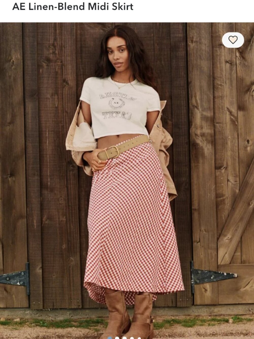 American Eagle Linen Blend Midi Skirt, Size XS